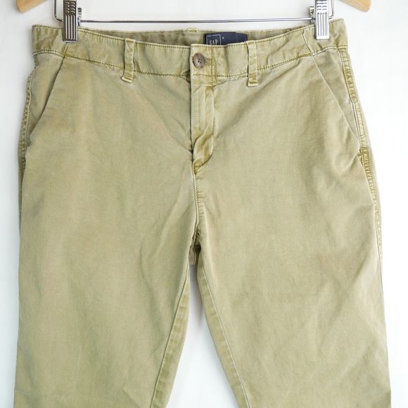 Gap Women's Sz 4 Mid-Rise Light Green Stretch Skinny Casual Button Closure Pants - Picture 2 of 12